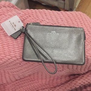 New with tags coach gunmetal wristlet